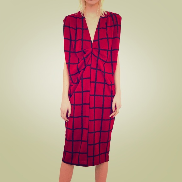 Zara Dresses & Skirts - Zara Checked Dress with Pleated Shoulders